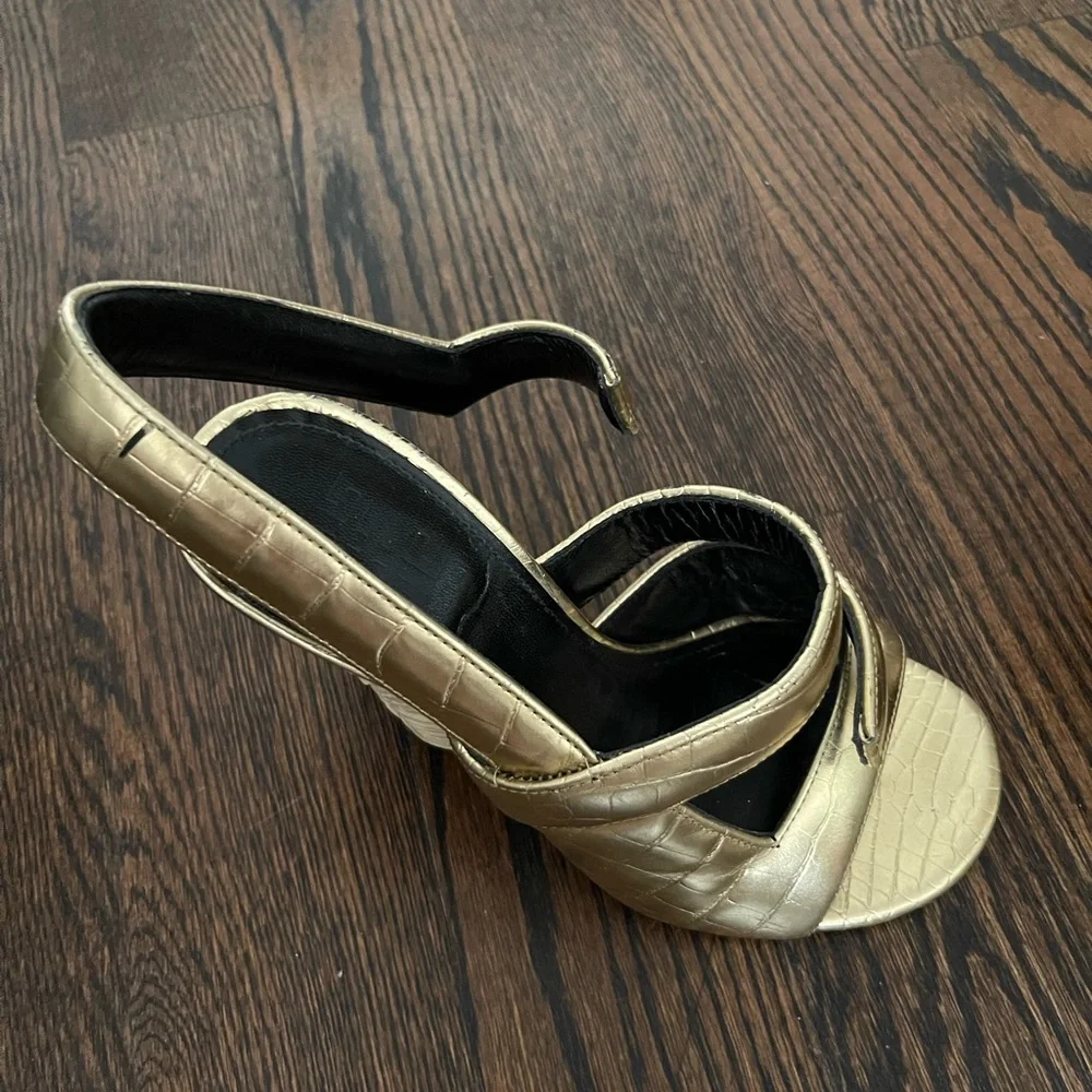 Givenchy Gold Croc-Embossed Heels - Picture 4 of 11